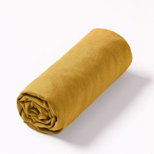 Hoeslaken in gewassen linnen, Elina AM.PM. Gewassen linnen materiaal. Maten 180 x 200 cm. Geel kleur