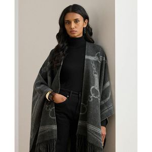 Poncho met patroon en franjes LAUREN RALPH LAUREN. Acryl materiaal. Maten één maat. Grijs kleur