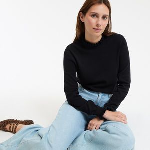 LA REDOUTE COLLECTIONS - Trui - Zwart - Katoen - Lange Mouwen - Opstaande Kraag