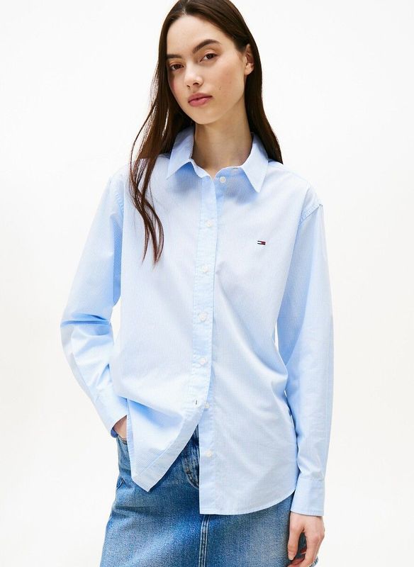 Tommy Jeans - Comfort Fit Blouse - Katoen - Lange Mouwen - All-over Motief