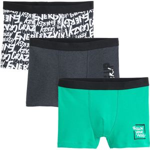 Set van 3 boxershorts LA REDOUTE COLLECTIONS. Katoen materiaal. Maten 10 jaar - 138 cm. Groen kleur