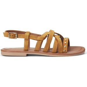 Sandalen in leer, gekruiste bandjes en spijkerdetails LA REDOUTE COLLECTIONS. Leer materiaal. Maten 30. Kastanje kleur