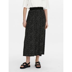 Midi rok met stippen ONLY. Viscose materiaal. Maten S. Zwart kleur