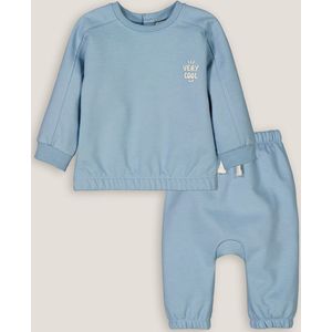 2-delig ensemble, sweater en joggingbroek LA REDOUTE COLLECTIONS. Katoen materiaal. Maten 1 jaar - 74 cm. Blauw kleur
