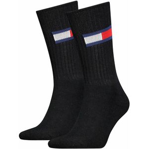 Set van 2 paar hoge kousen met vlag logo TOMMY HILFIGER. Katoen materiaal. Maten 35/38. Zwart kleur