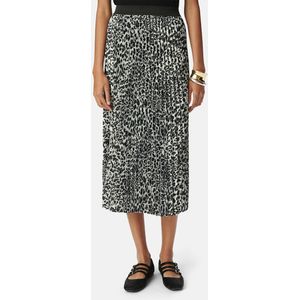 Plissé midi-rok met luipaardprint, elastische tailleband IKKS. Polyester materiaal. Maten S. Grijs kleur
