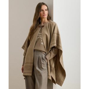 Poncho met motief LAUREN RALPH LAUREN. Acryl materiaal. Maten één maat. Kastanje kleur