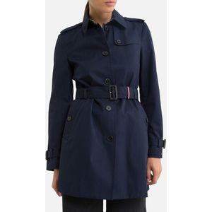 Halflange trenchcoat, knoopsluiting, tussenseizoen TOMMY HILFIGER. Katoen materiaal. Maten XS. Blauw kleur