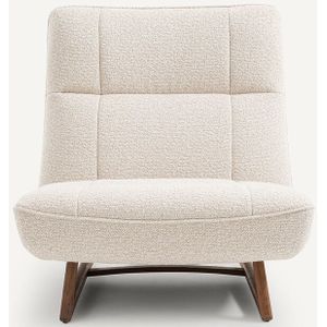 Fauteuil notenhout en bouclette, Lafar AM.PM. Wol materiaal. Maten één maat. Beige kleur