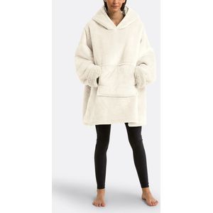 Javi - Plaid Fleece Sweater - Ecru - Unisex - 100% Gerecycled Polyester