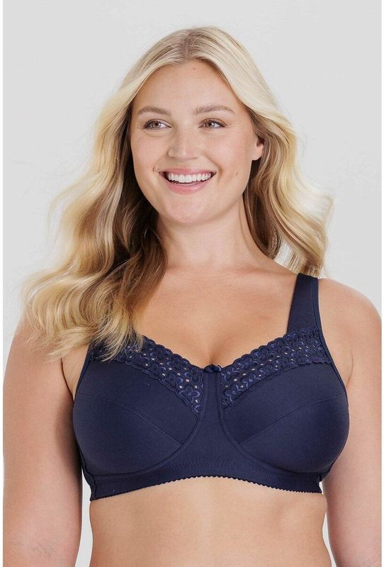 Miss Mary of Sweden Broderie Anglaise katoenen comfortbeha zonder beugel 95E Donkerblauw