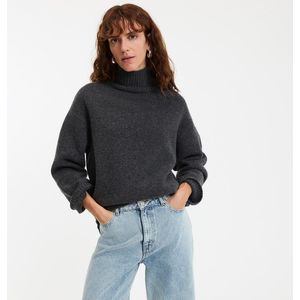 LA REDOUTE COLLECTIONS - Grof Tricot - Wollen Trui - Mêlee Antraciet - Rolkraag
