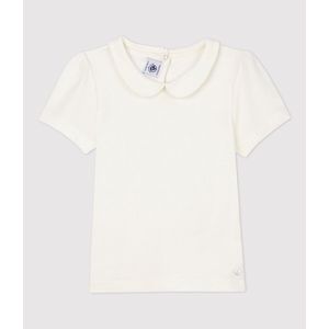 T-shirt met korte mouwen en Claudinekraag PETIT BATEAU. Katoen materiaal. Maten 4 jaar - 102 cm. Wit kleur