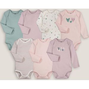 Set van 7 rompers met lange mouwen LA REDOUTE COLLECTIONS. Katoen materiaal. Maten 2 jaar - 86 cm. Beige kleur