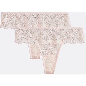 LA REDOUTE COLLECTIONS - Lison - Tanga - Roze - Set van 2 - Kant
