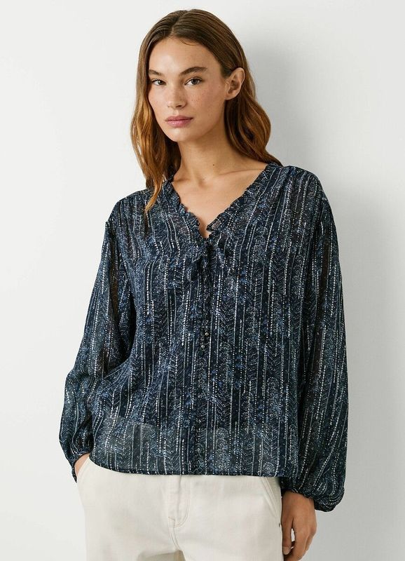 Pepe Jeans - PL3051281 - Blouse - Blauw - Viscose - Lange Mouwen