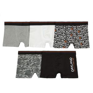 Set van 5 boxershorts in bedrukt katoen LA REDOUTE COLLECTIONS. Katoen materiaal. Maten 12 jaar - 150 cm. Zwart kleur