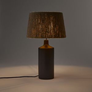 Lamp in keramiek en hennep, Yoru LA REDOUTE INTERIEURS. Keramiek materiaal. Maten één maat. Zwart kleur