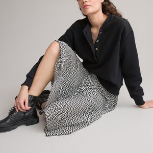 Lange rok met micro plissé, geruit motief LA REDOUTE COLLECTIONS. Polyester materiaal. Maten 34 FR - 32 EU. Zwart kleur