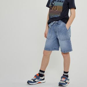 Bermuda in jeans met tunnelkoord LA REDOUTE COLLECTIONS. Katoen materiaal. Maten 6 jaar - 114 cm. Blauw kleur