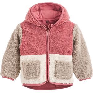 Vest met rits en kap, peluche stof met jerseyvoering LA REDOUTE COLLECTIONS. Polyester materiaal. Maten 3 jaar - 94 cm. Roze kleur