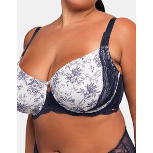 Dorina - Elliana - Bedrukte BH - Marine/Wit - Polyamide - Verstelbare Schouderbandjes