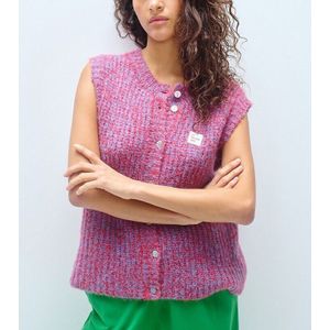 Mouwloos vest met ronde hals, EAST AMERICAN VINTAGE. Acryl materiaal. Maten S. Rood kleur