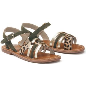 Platte sandalen in leer, bandjes LA REDOUTE COLLECTIONS. Leer materiaal. Maten 26. Groen kleur