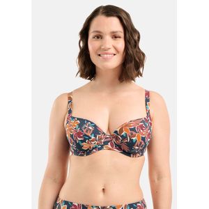 Stay Cation - Omsluitende Bikini-BH - Blauw - Microvezel - Bloemenprint