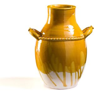 Decoratieve vaas in gebakken aardewerk, H30 cm, Makero LA REDOUTE INTERIEURS. Keramiek materiaal. Maten één maat. Geel kleur