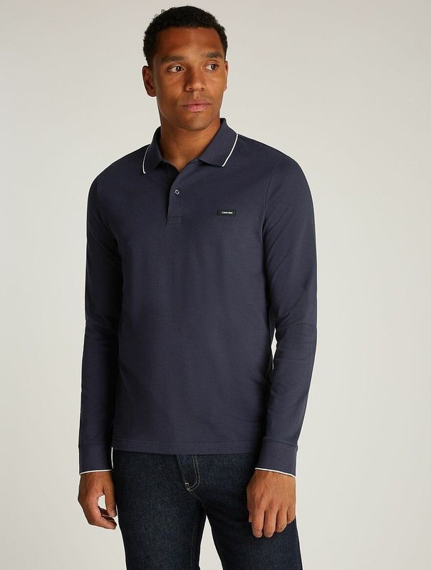 Calvin Klein - Stretch Tipping - Poloshirt - Katoen - Blauw