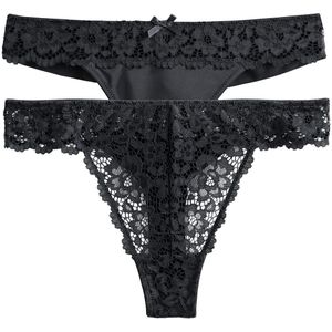 LA REDOUTE COLLECTIONS - Tanga - Zwart - Kantmateriaal - Set van 2
