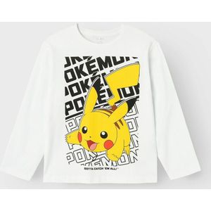 T-shirt met lange mouwen Pokemon NAME IT. Katoen materiaal. Maten 11/12 jaar - 144/150 cm. Wit kleur