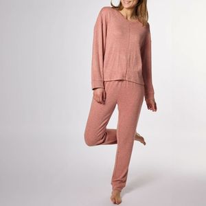Souk - Pyjama - Roze - Viscose - Shirt met Lange Mouwen en Ronde Hals