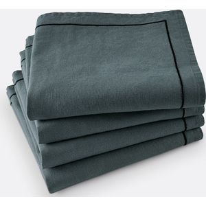 LA REDOUTE INTERIEURS - Servetten - Leiblauw - Katoen/Linnen - Set van 4
