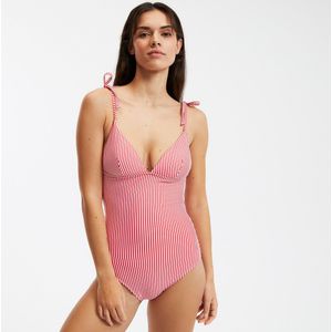 Gestreept badpak PIECES LA REDOUTE COLLECTIONS.  materiaal. Maten 36 FR - 34 EU. Blauw kleur