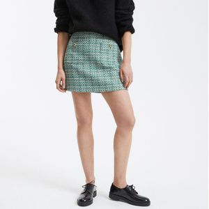 Mini-rok in tweed LA REDOUTE COLLECTIONS. Polyester materiaal. Maten 46 FR - 44 EU. Groen kleur