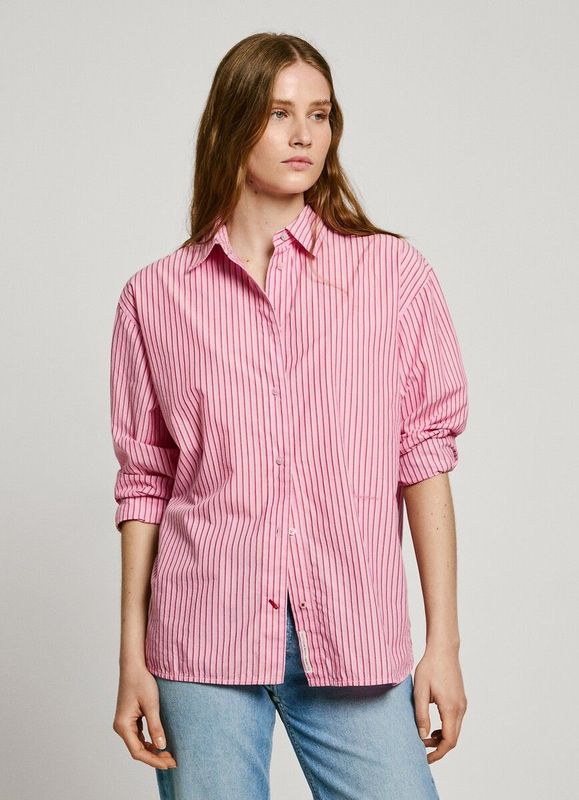 Pepe Jeans - PL305003 - Overhemd - Roze - Katoen - Lange Mouwen - Streepjesprint