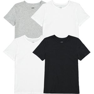 Set van 4 effen t-shirts in katoen LA REDOUTE COLLECTIONS. Katoen materiaal. Maten 10 jaar - 138 cm. Zwart kleur