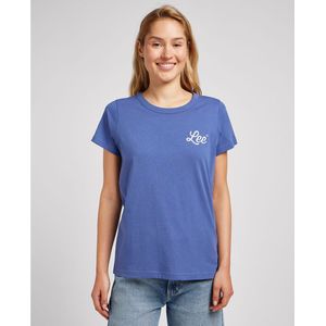 T-shirt met korte mouwen, motief achteraan LEE. Katoen materiaal. Maten S. Blauw kleur