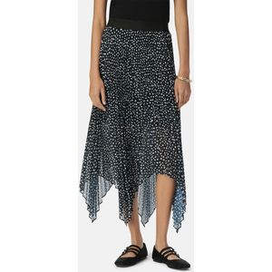 IKKS - Plissé Midi-Rok - Blauw - Elastische Tailleband - Stippenprint