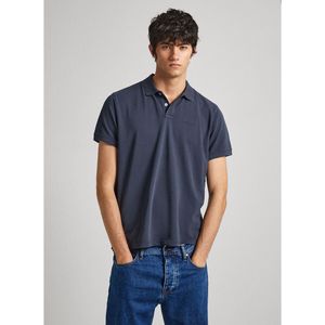 Polo met korte mouwen en geborduurd logo PEPE JEANS. Katoen materiaal. Maten XXL. Blauw kleur