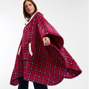 LA REDOUTE COLLECTIONS - Poncho - Ruit - Rood/Blauw - Polyester