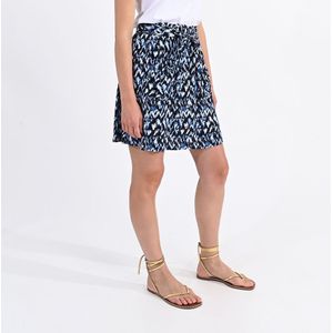 Korte rok, bedrukt, knoopsluiting MOLLY BRACKEN. Viscose materiaal. Maten S. Blauw kleur