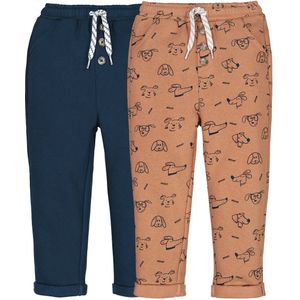 Set van 2 sarouels in molton LA REDOUTE COLLECTIONS. Geruwd molton materiaal. Maten 18 mnd - 81 cm. Blauw kleur