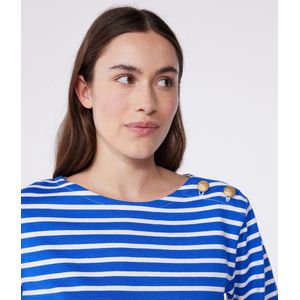 Petit Bateau - Marineshirt - Katoen - Wit/Blauw - Lange Mouwen