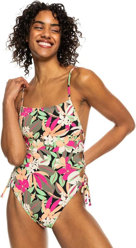 ROXY - Badpak Classics Lace Up - Roze - Recycled Polyamide - Bloemenprint