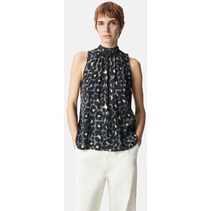 IKKS - Mouwloze Blouse - Blauw - Grafische Print - Viscose