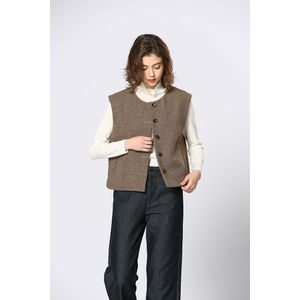 SEE U SOON - Mouwloos Vest - Kastanje Kleur - Knoopsluiting