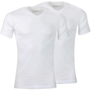 Set van 2 T-shirts met V-hals ATHENA. Katoen materiaal. Maten L. Wit kleur